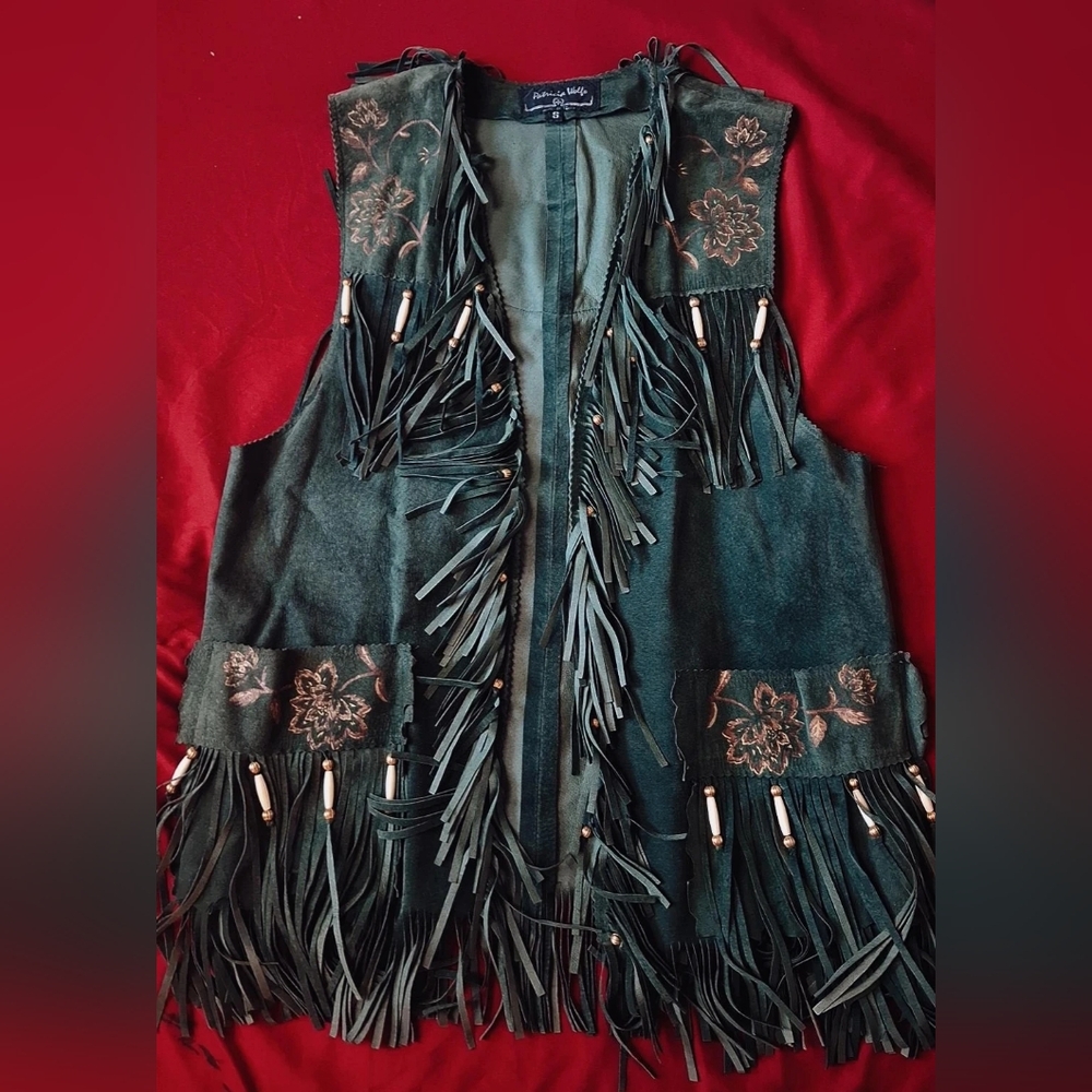 Fringed Floral Embroidered Vest
